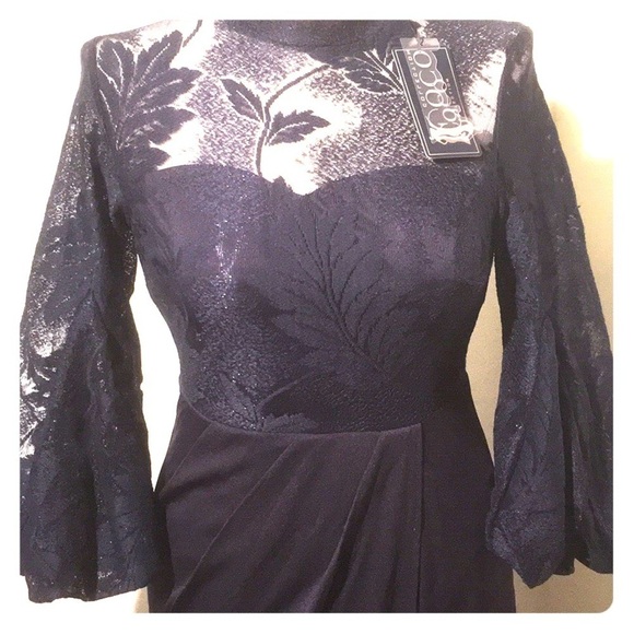 Coco Collection Dress formal fancy lace navy blue size Medium - Picture 2 of 9